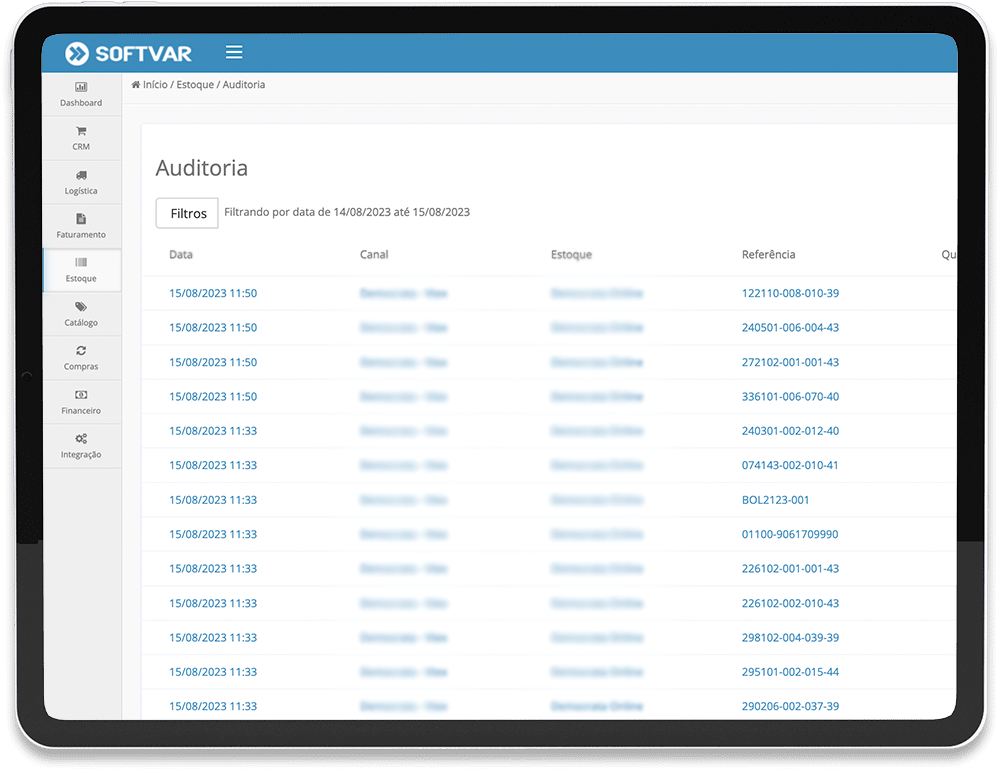 Controle estoque e-commerce ERP Softvar